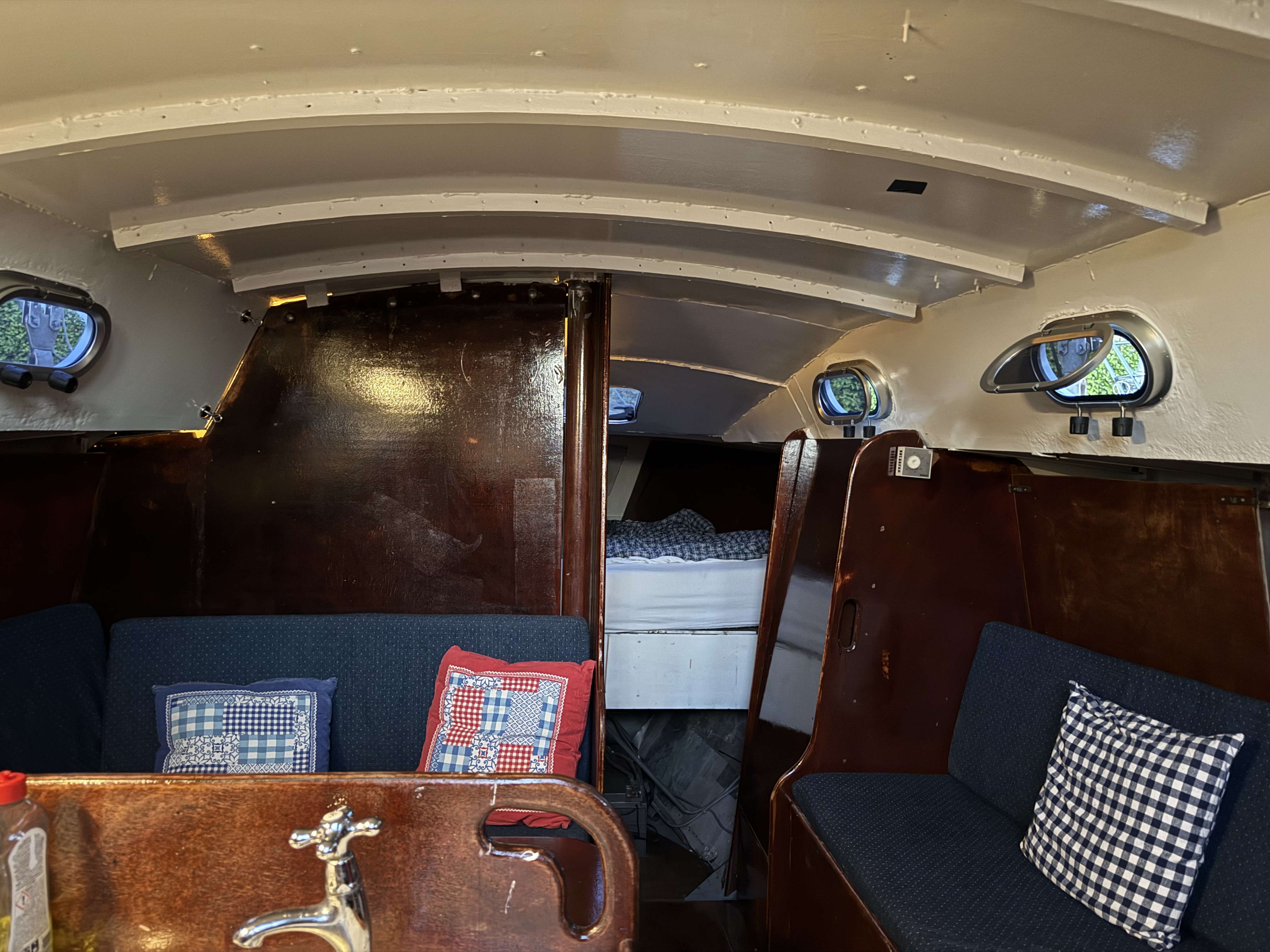 Refinished sailboat interior after maintenance work