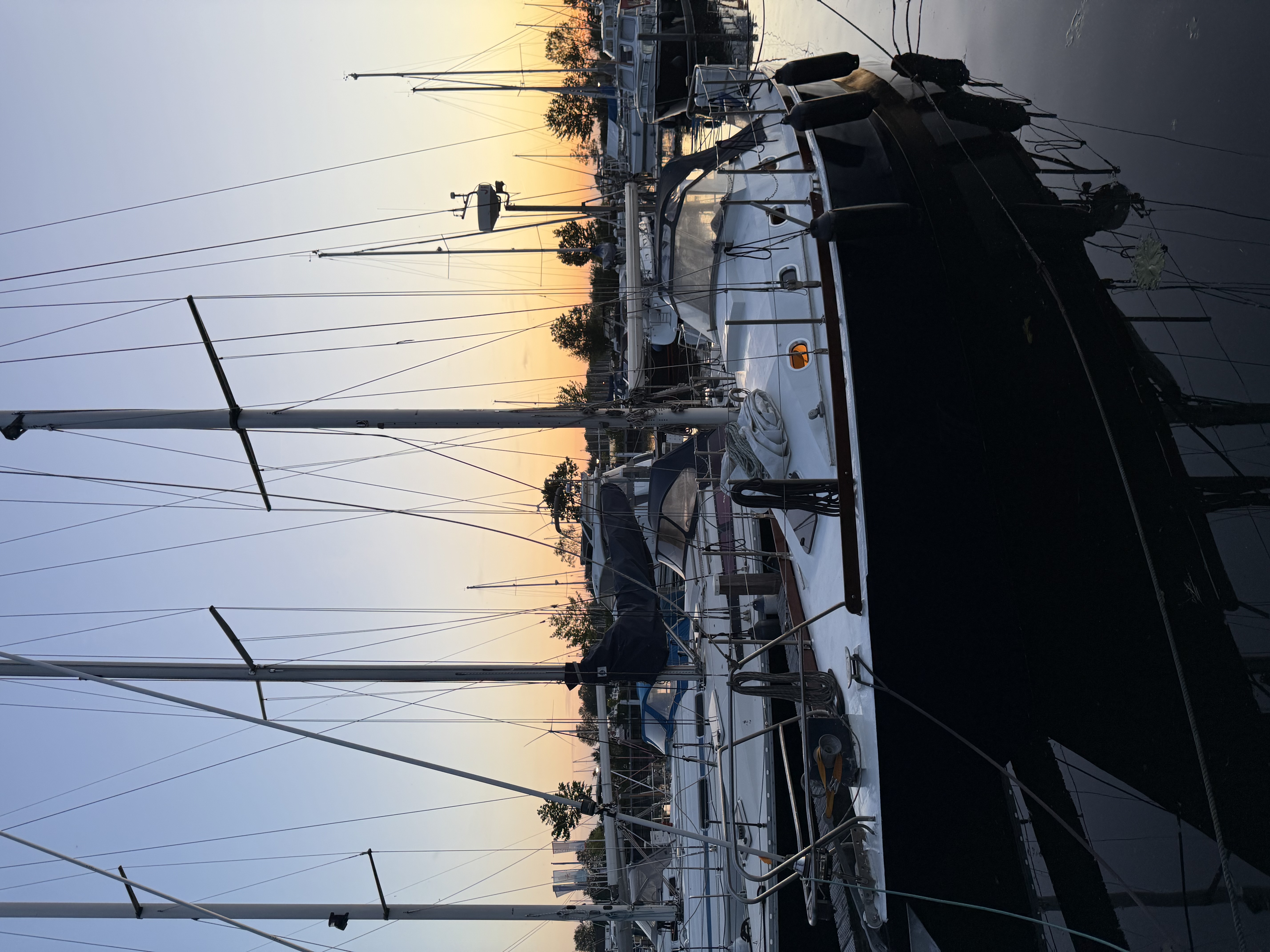 Finished sailboat exterior in the marina