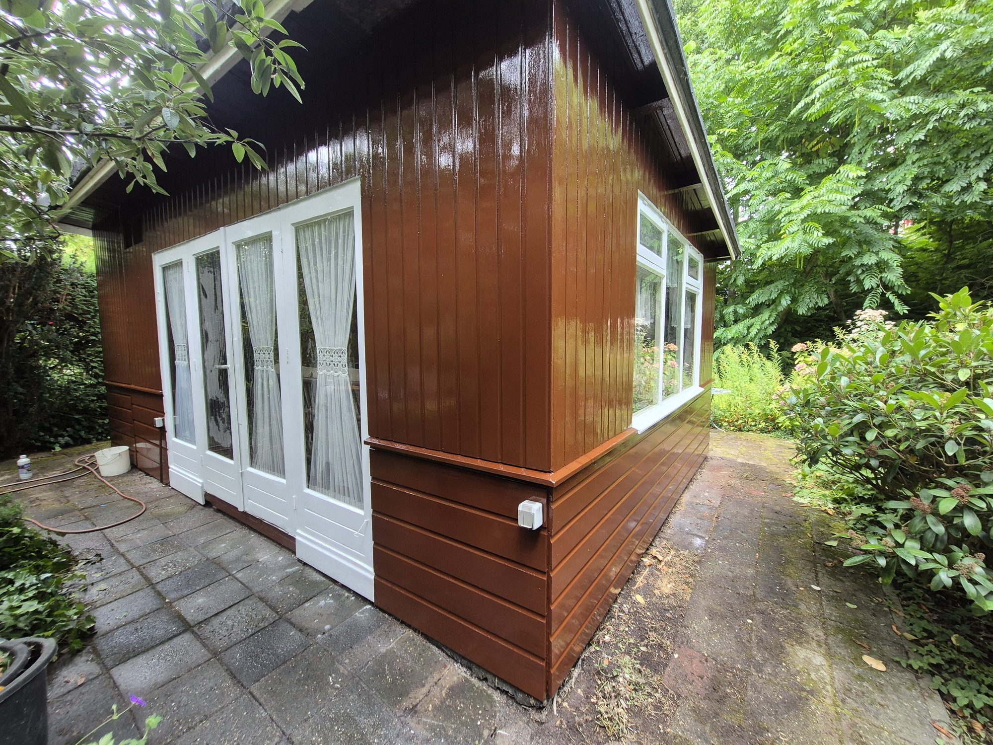 Finished brown garden shed