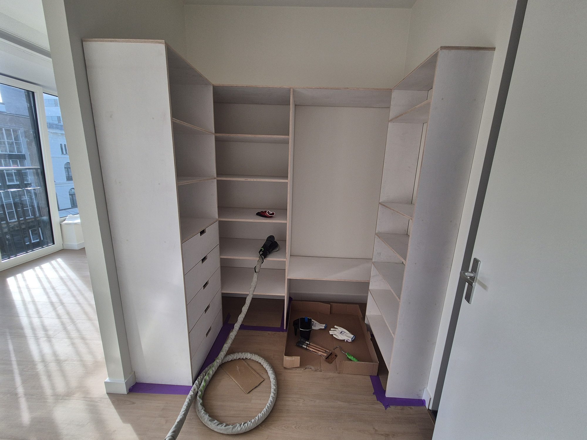 Custom cabinet built into the room
