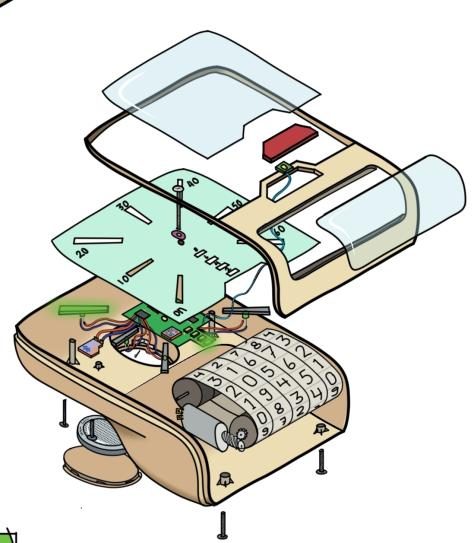 Exploded drawing of a cycle computer