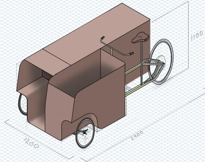 3D model of the cargo bike workstation